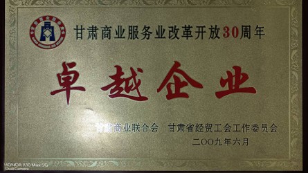 甘肅商業(yè)服務(wù)業(yè)改革開(kāi)放30周年卓越企業(yè)